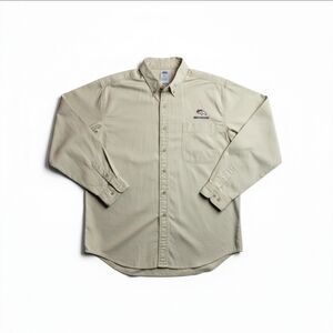 Vintage Denver Broncos NFL Canvas Button Down Shirt Embroidered Logo Tan XL